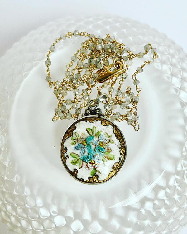 Antique Button Victorian White Necklace