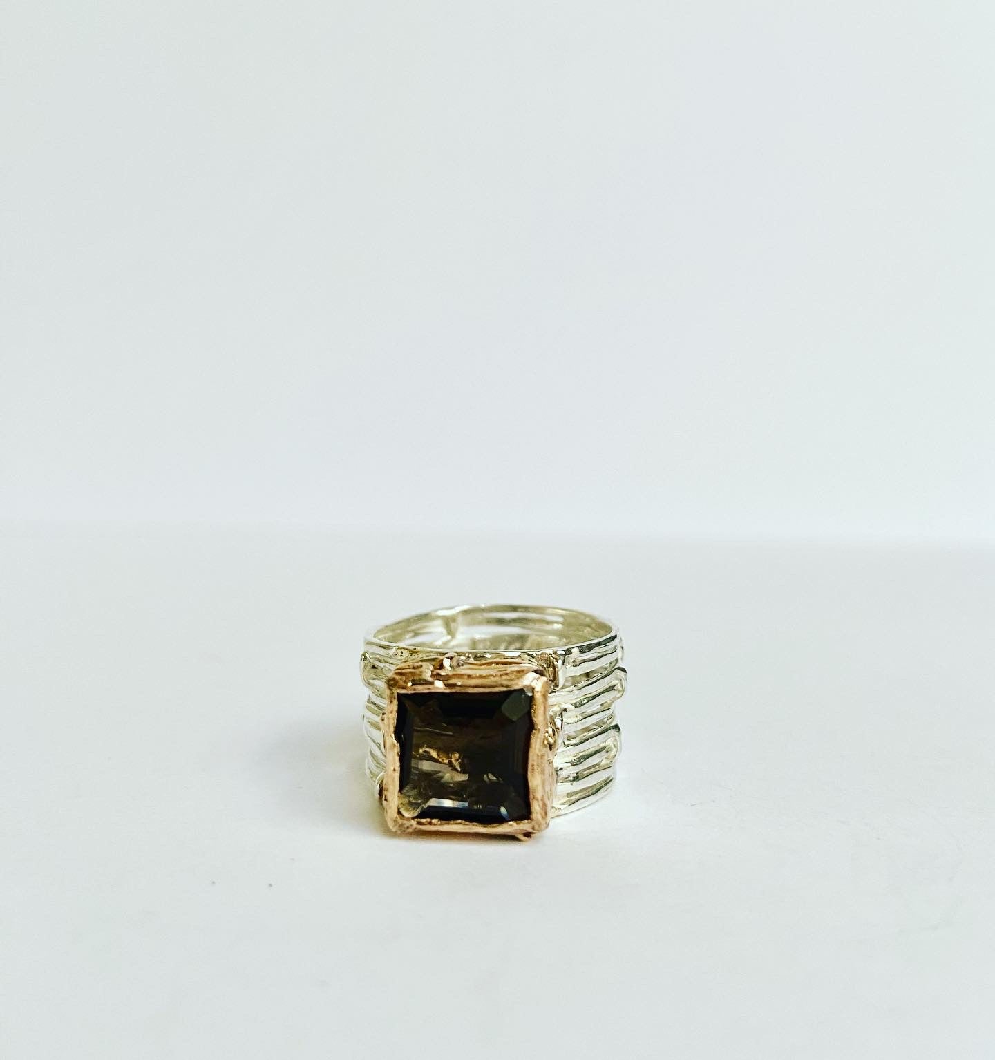 Square smoky deals quartz ring