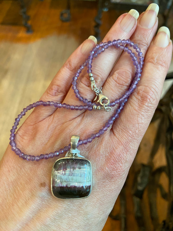 Amethyst Faceted Gemstone Necklace - sold seperate to tourmaline Pendent