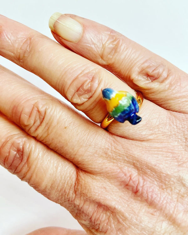 French Porcelain Birdie Ring