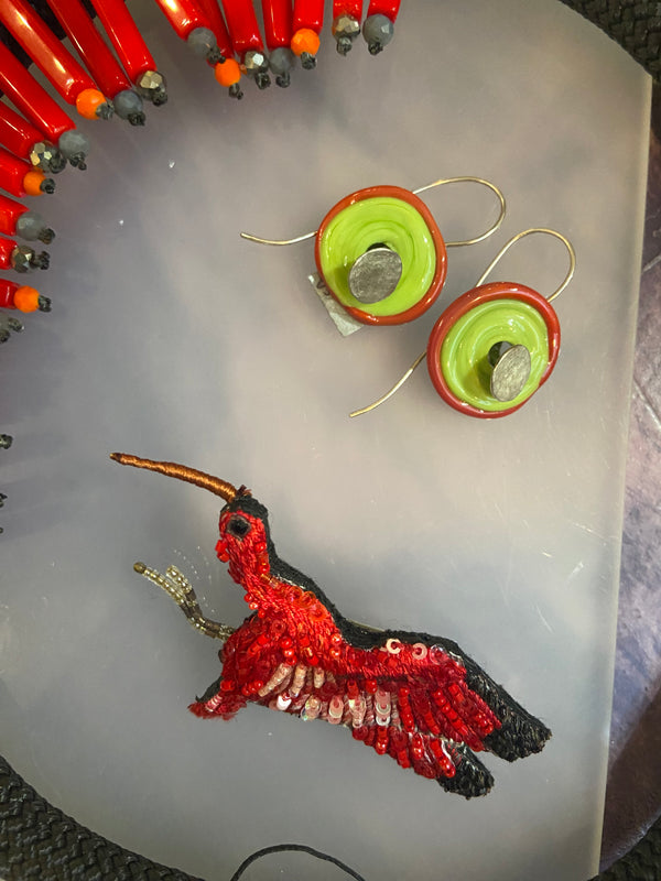 Scarlet Ibis Brooch