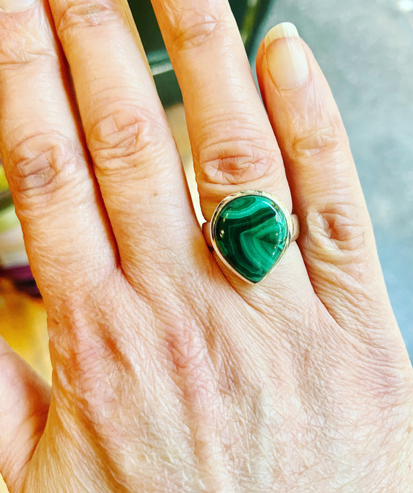 Malachite Teardrop Ring