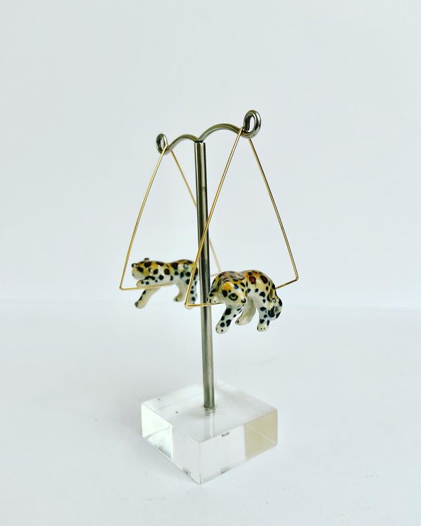 French Porcelain Leopard Triangle Hoop