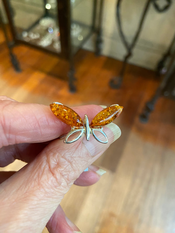 Amber Butterfly Ring