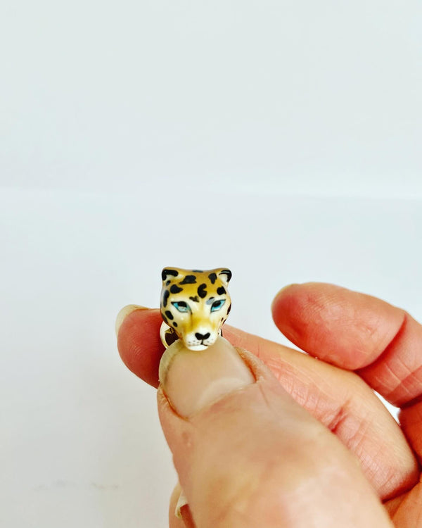 French Porcelain Cheetah  Stick Pin