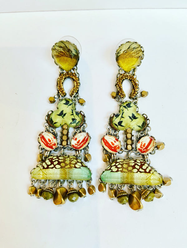 Ayala Bar Vintage Green Statement Earrings