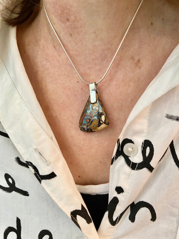 Boulder Opal Angled Pendant - without chain