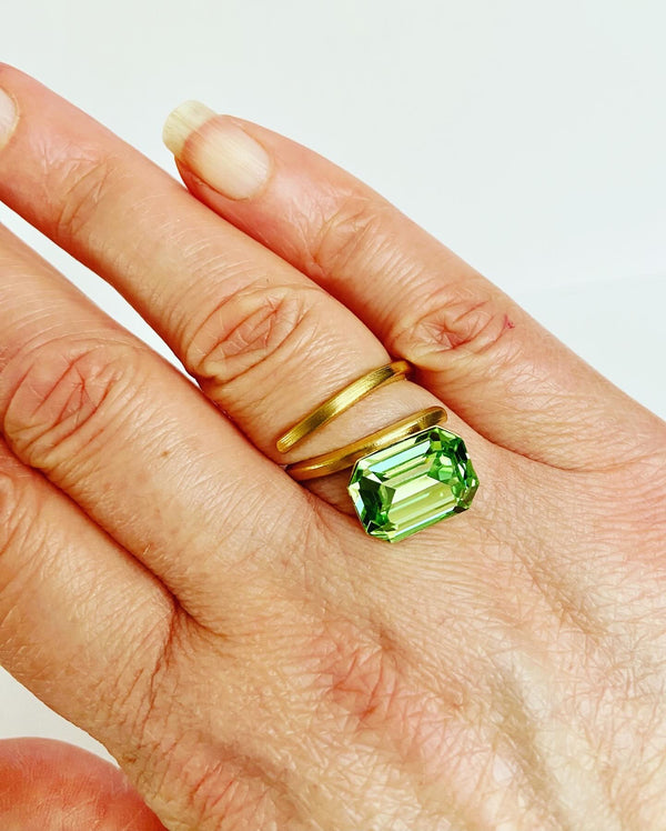 Green Peridot Crystal Ring