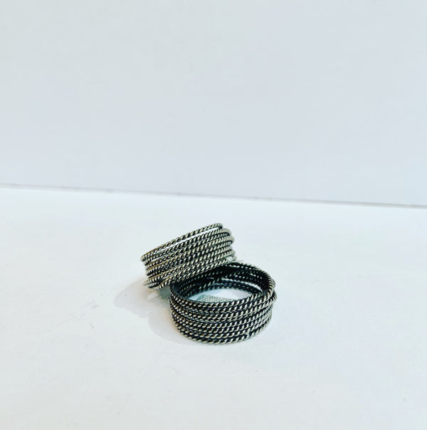 Silver Oxidised Rope Ring