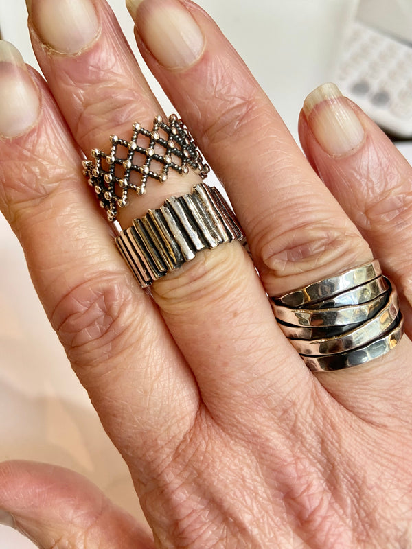 Diamond Dot Silver Ring