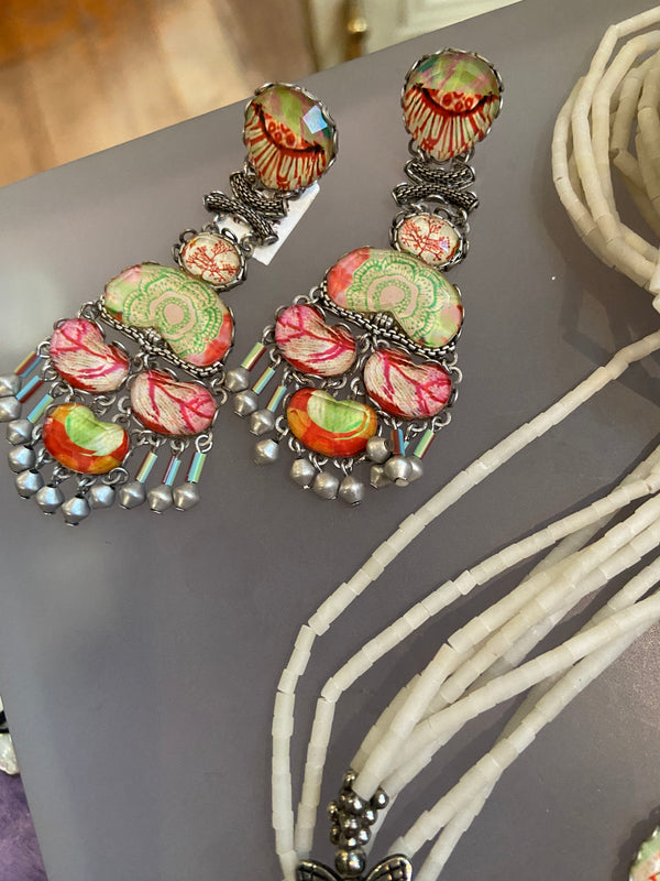 Ayala Bar Lime + Red Statement Earrings