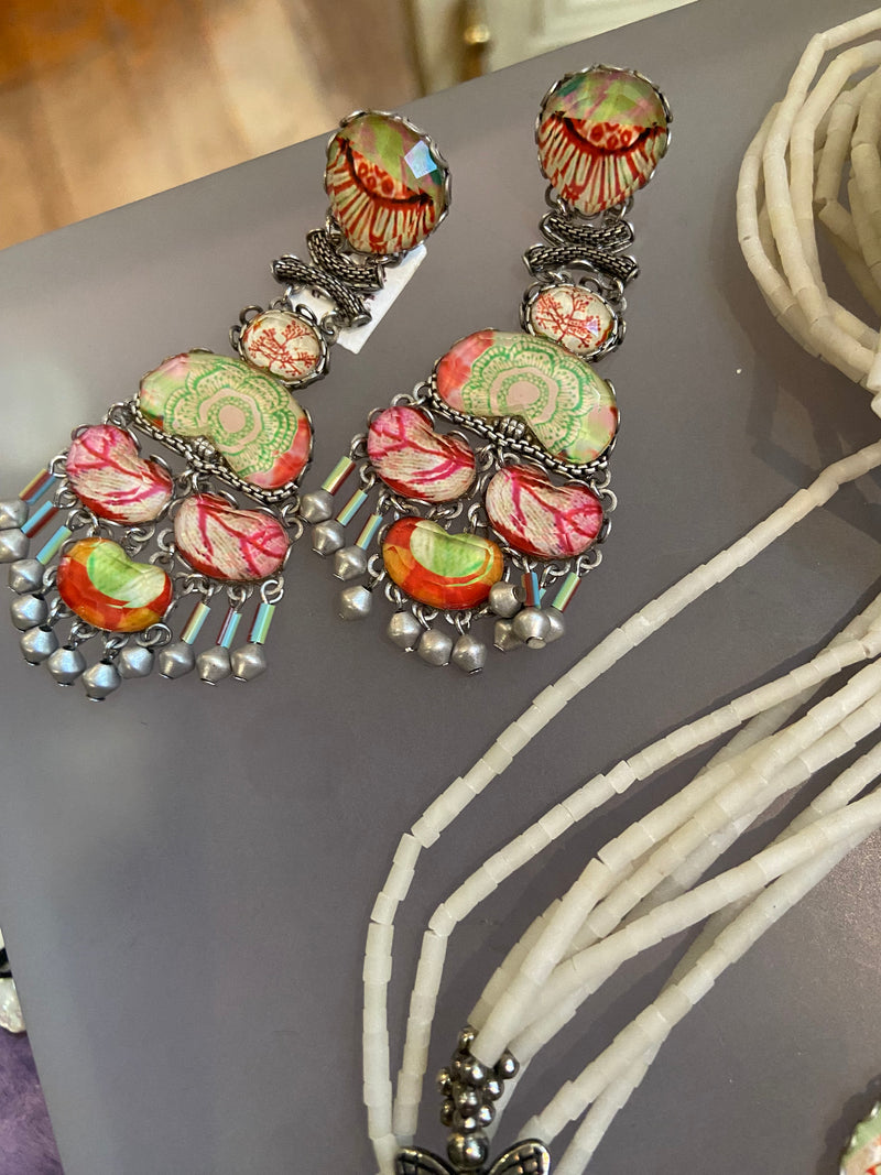 Ayala Bar Lime + Red Statement Earrings