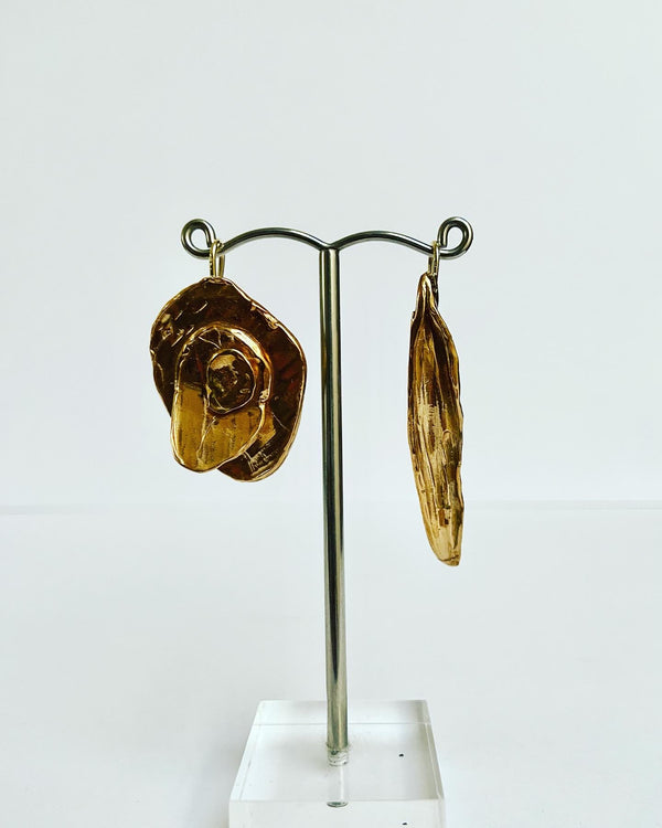 Bronze Pod + Oval Earrings