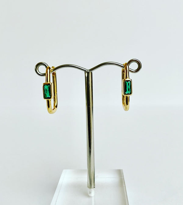 Emerald Crystal Rectangular Hoop