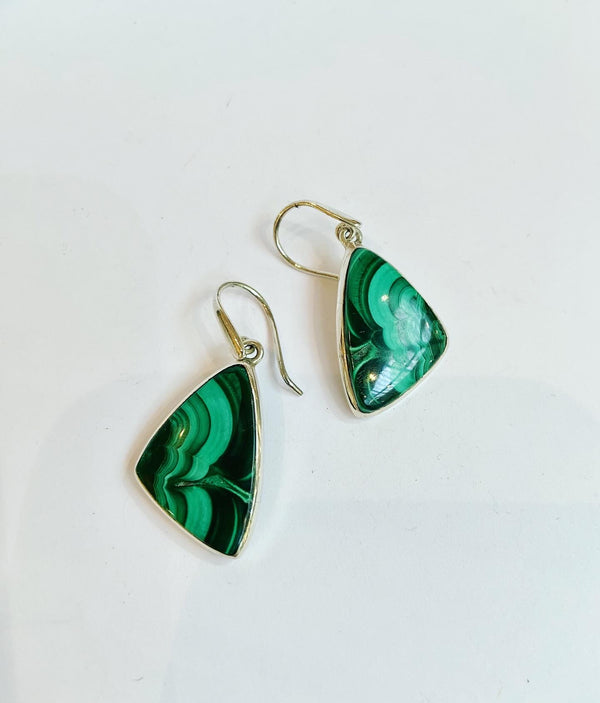 Triangle Malachite Earrings