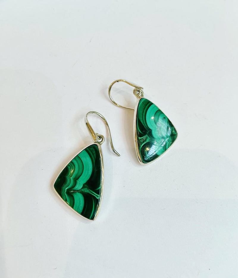 Triangle Malachite Earrings