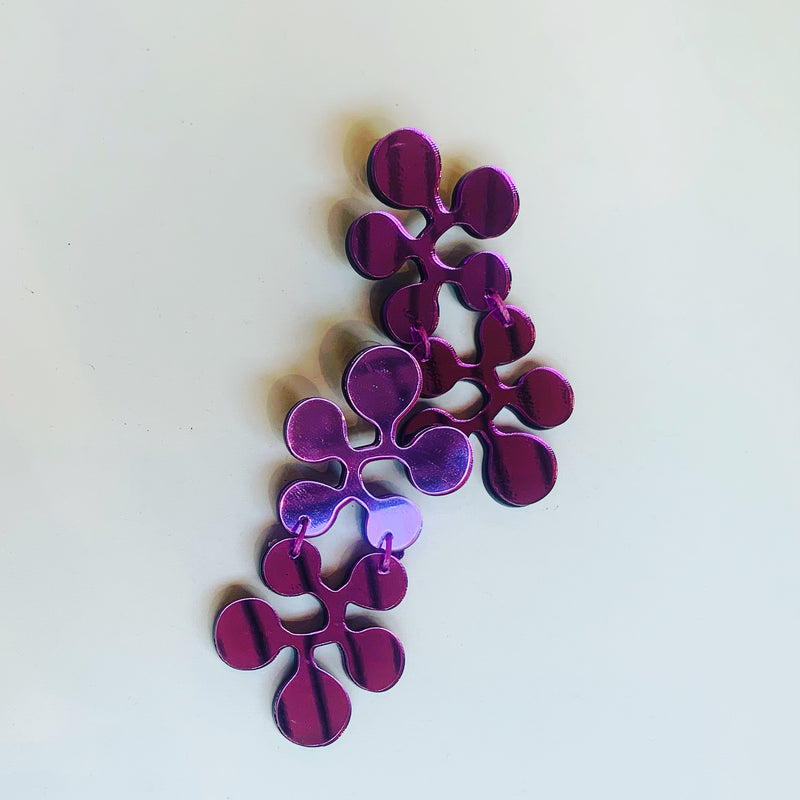Mirror Double Flower Earrings - 5 colours