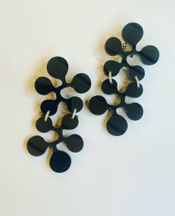 Mirror Double Flower Earrings - 5 colours