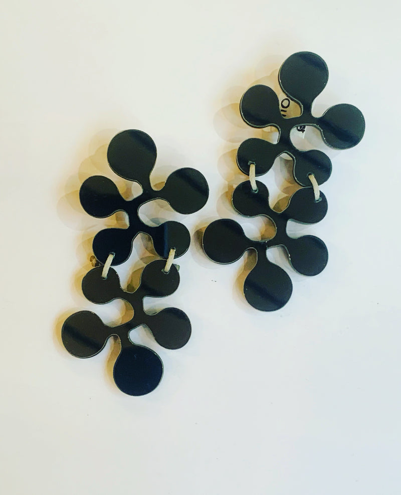 Mirror Double Flower Earrings - 5 colours