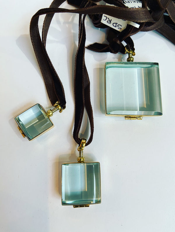 Rock Crystal Square Glass Lockets - 3 sizes