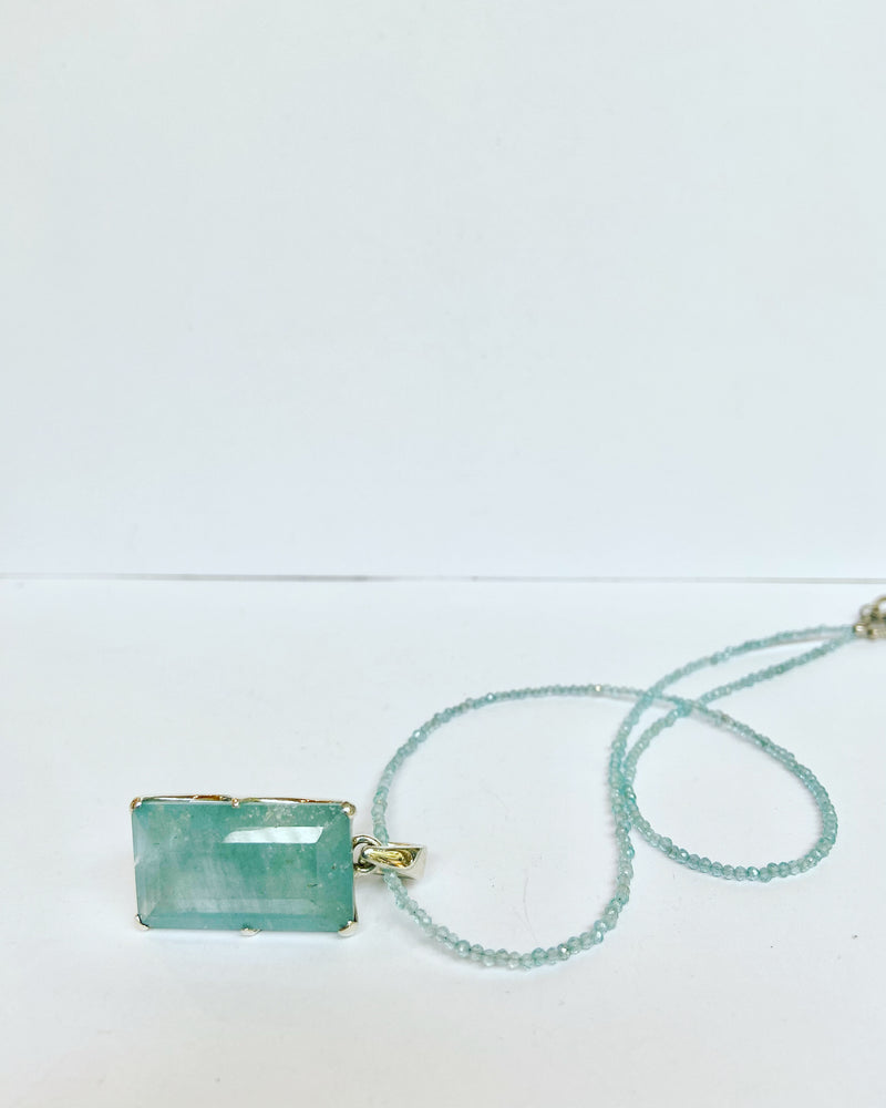 Acquamarine Gemstone Pendent - sold without apatite gemstone bead necklace
