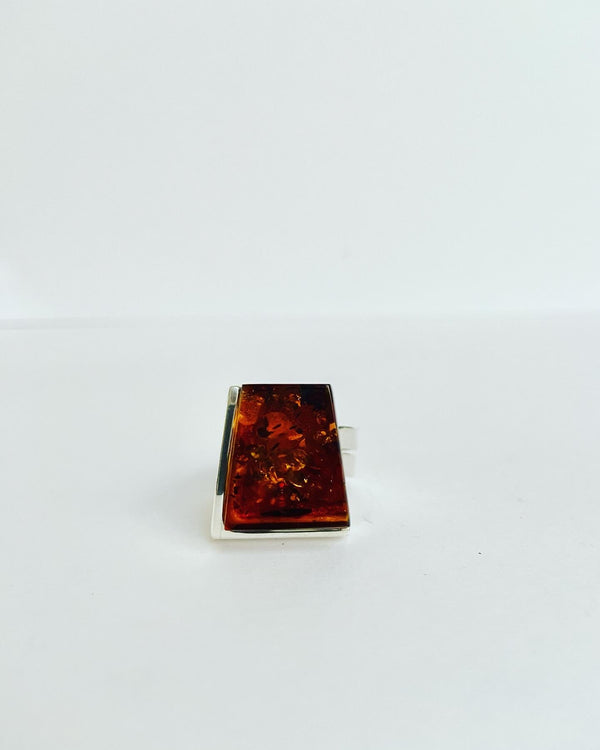 Cognac Amber Geo Ring