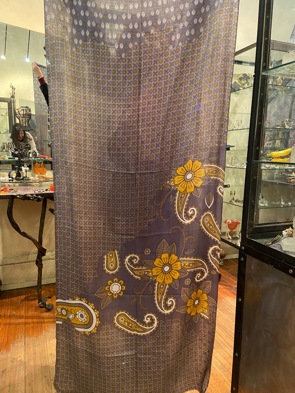Mustard Floral  Merino Wool