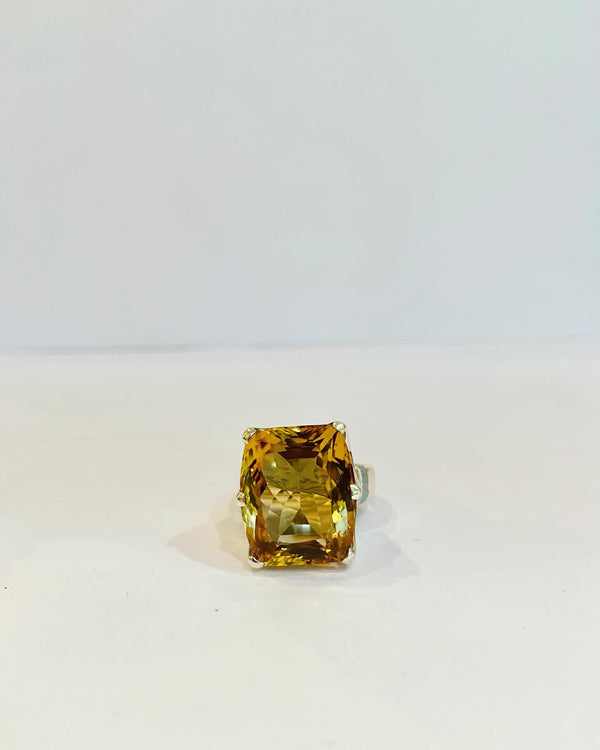 Citrine Rectangular Statement Ring