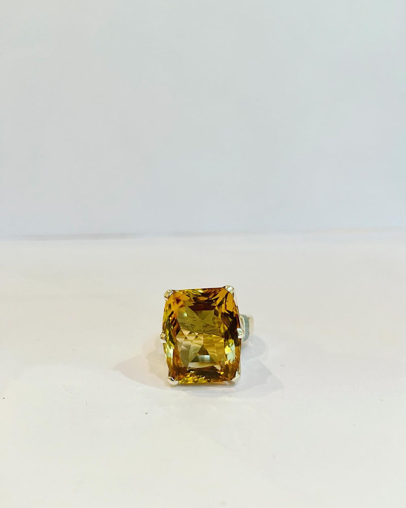 Citrine Rectangular Statement Ring