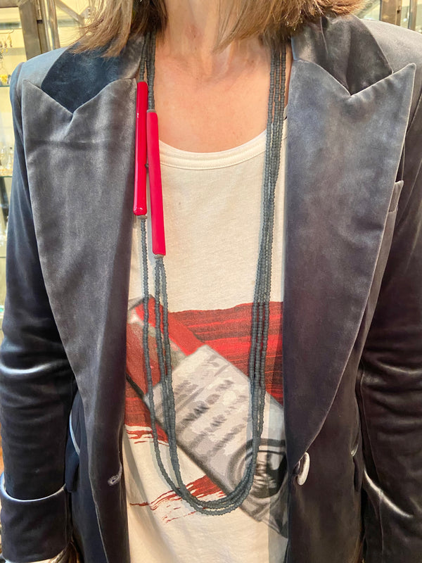 Murano Glass Red Tubes Necklace