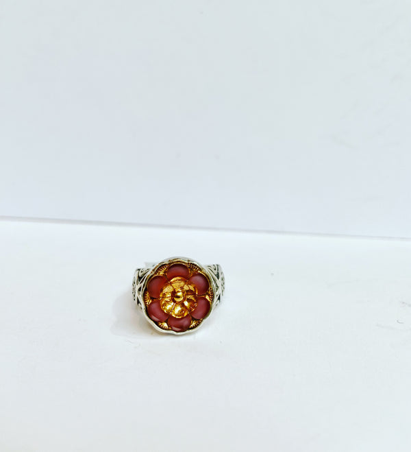 Antique Button Ewardian Pink Ring