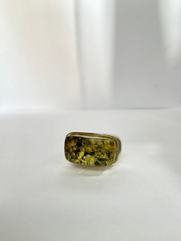 Green Amber Ring