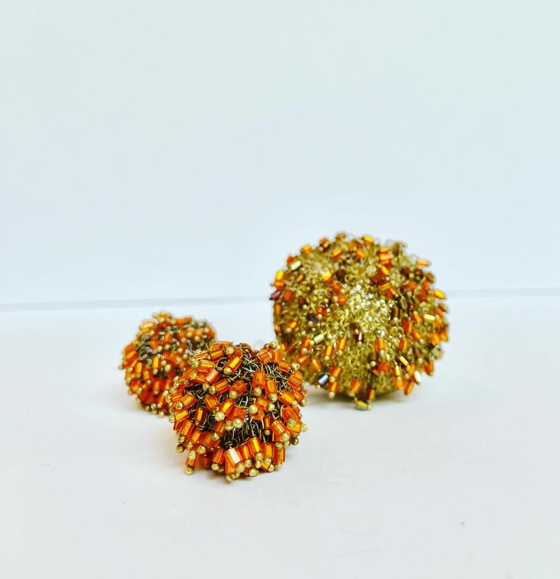 Orange Crystal Crochet Ring
