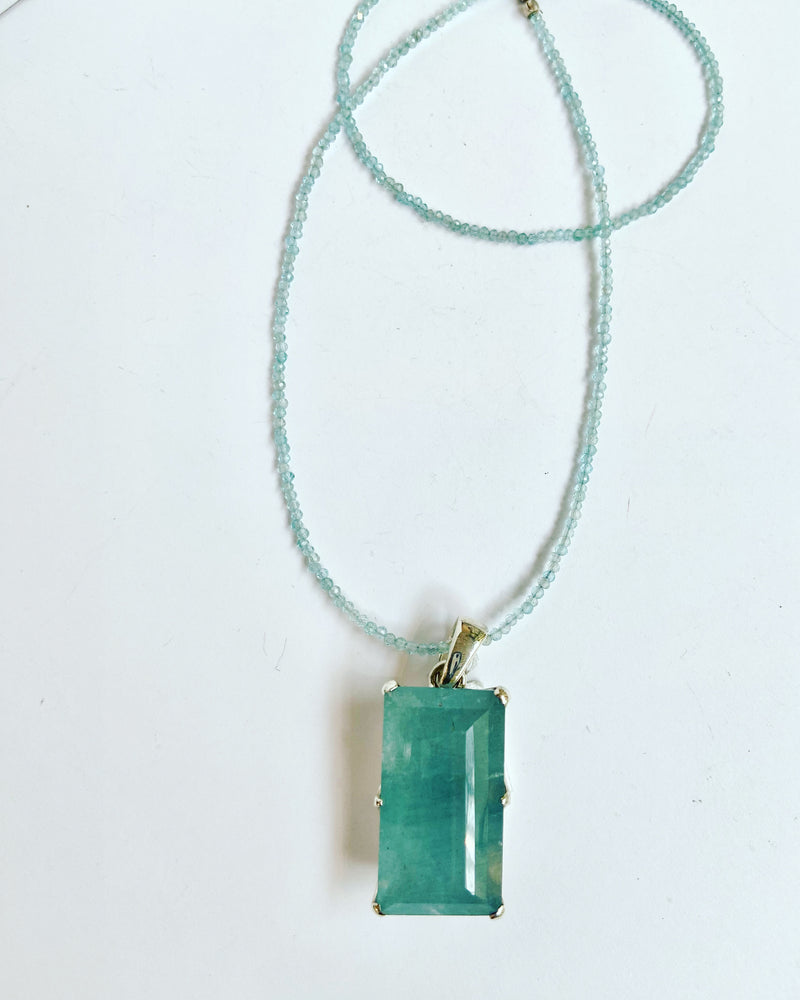 Acquamarine Gemstone Pendent - sold without apatite gemstone bead necklace