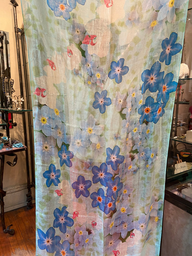 Forget Me Not Linen Scarf