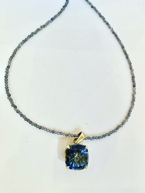 Mystic Blue Quartz Pendant- sold without gemstone beads