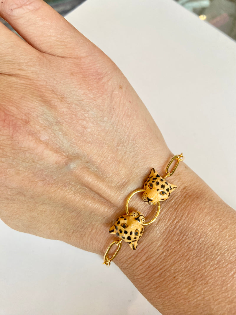 Twin Leopard Link Bracelet