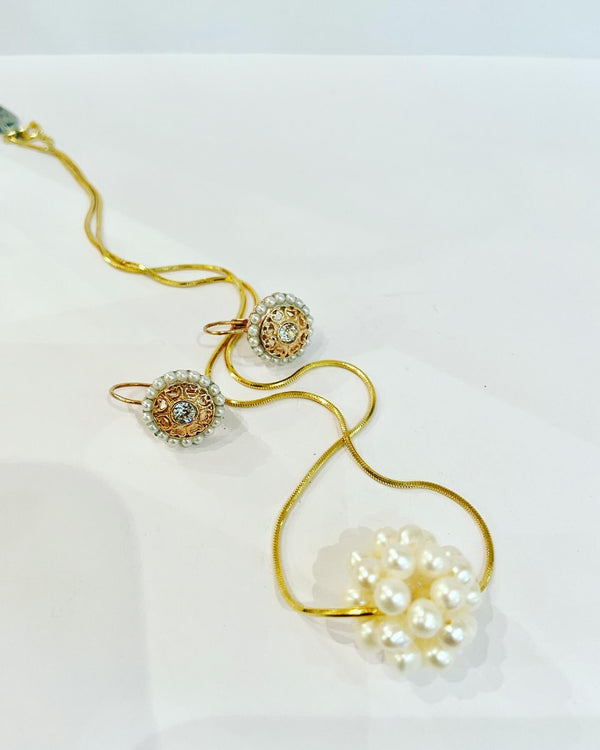 Etruscan Crystal Pearl Lace Earrings