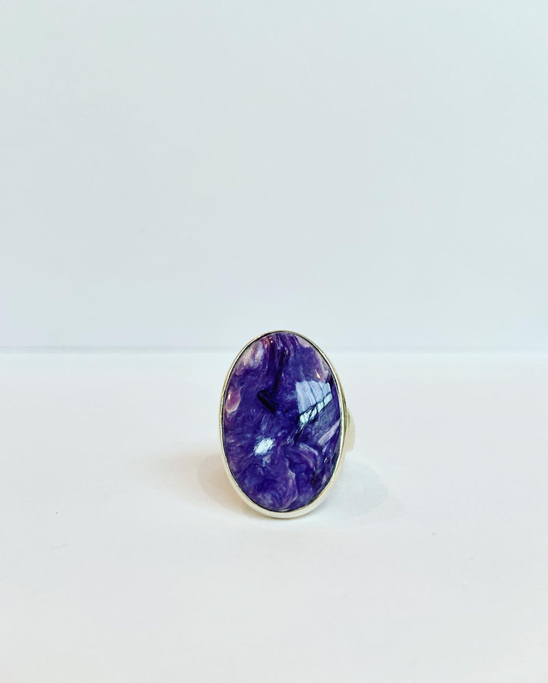 Medium Oval Charoite Gemstone Ring