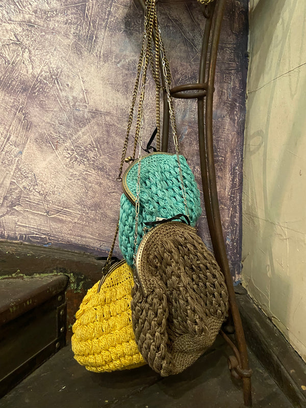 Large Hand Crocheted Linen Bag -3 colours