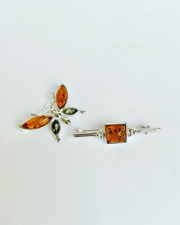 Amber Bar Brooch