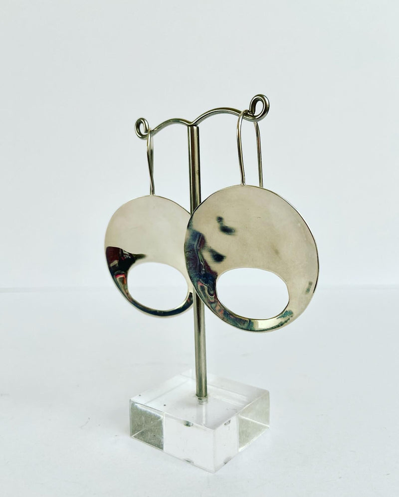 Concave Disc Large Earrings With Cut out