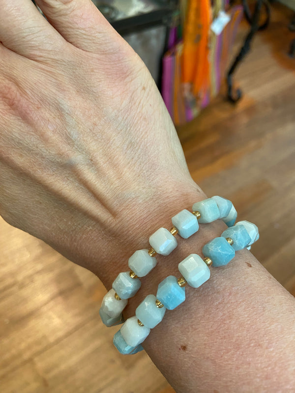 Amazonite Organic Cube Bracelet