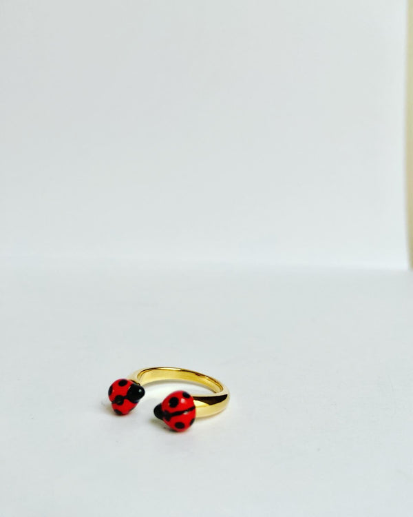 French Porcelain Ladybug Ring