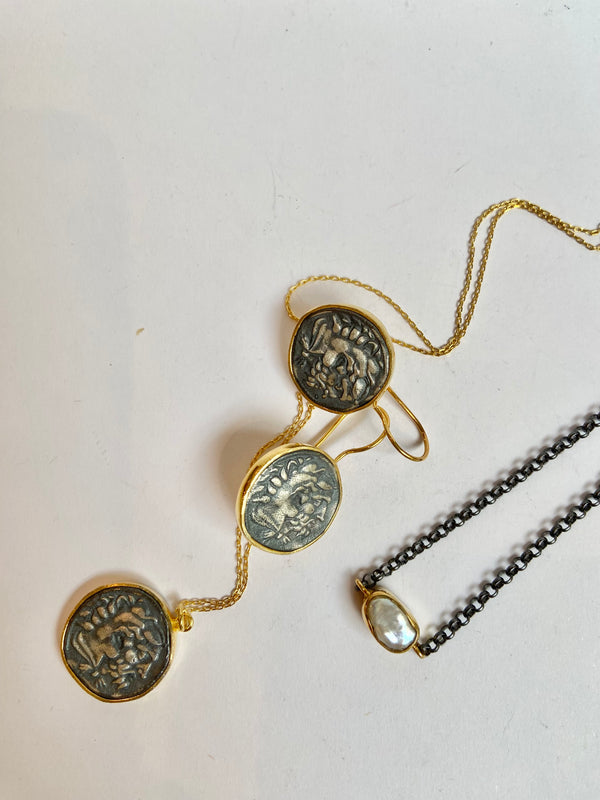 Oxidised Coin Earrings