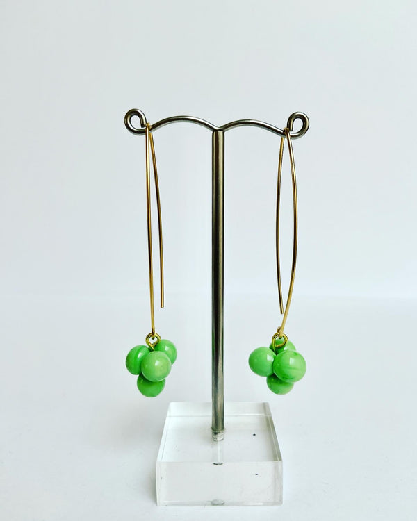 Glass Green Ball Earrings