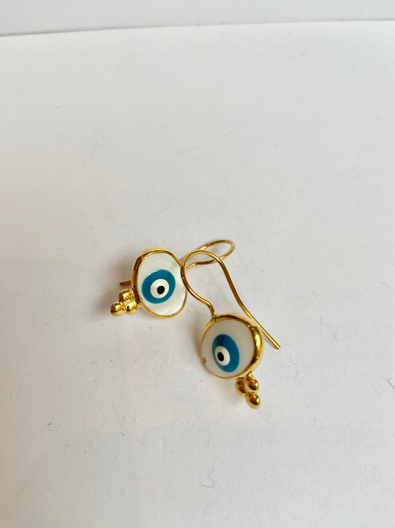 White Evil Eye Earrings