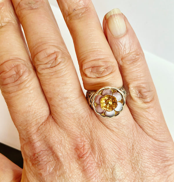 Antique Button Ewardian Pink Ring