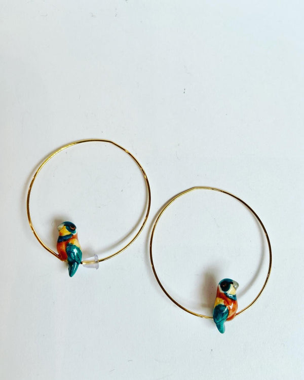 French Porcelain Birdie Hoops