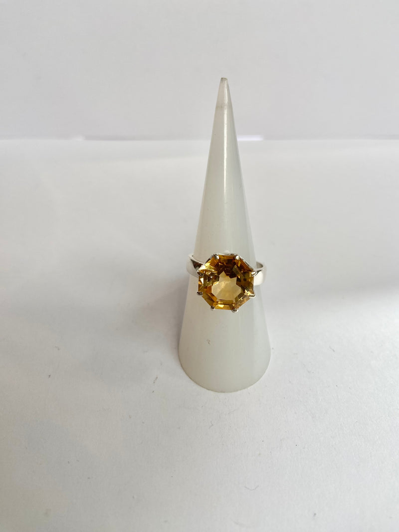 Citrine Octaganal Ring